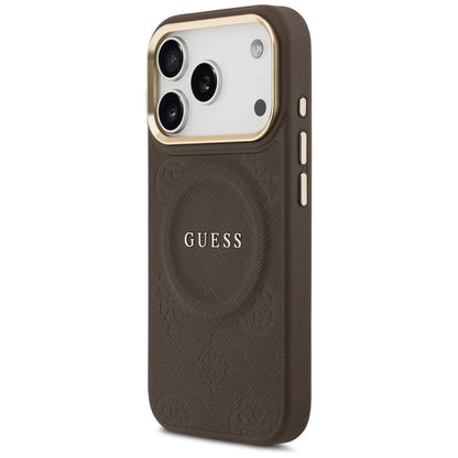 MagSafe maska za Apple iPhone 18 Pro Max / 17 Pro Max, Guess, Saffiano Peony Ring, smeđa