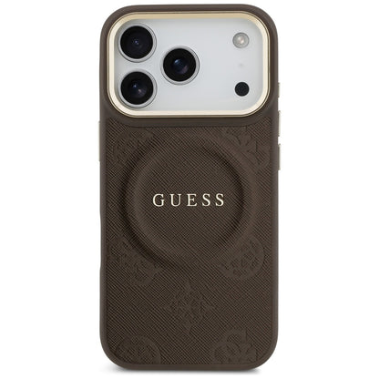 MagSafe maska za Apple iPhone 18 Pro Max / 17 Pro Max, Guess, Saffiano Peony Ring, smeđa