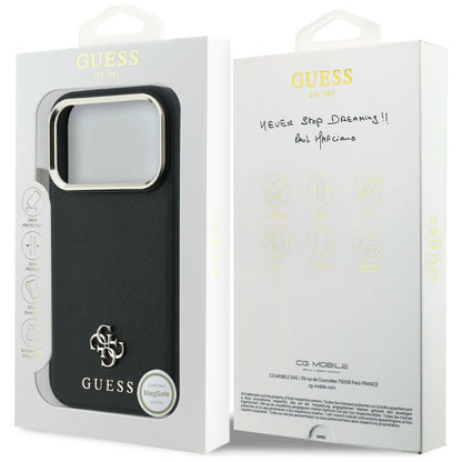 MagSafe maska za Apple iPhone 18 Pro Max / 17 Pro Max, Guess, Saffiano Small 4G Classic, Crna