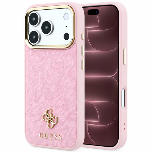 MagSafe maska za Apple iPhone 18 Pro Max / 17 Pro Max, Guess, Saffiano Small 4G Classic, Roza