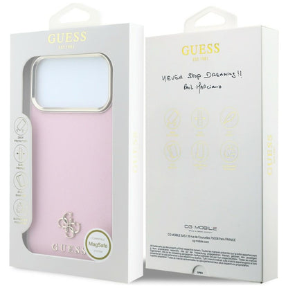 MagSafe maska za Apple iPhone 18 Pro Max / 17 Pro Max, Guess, Saffiano Small 4G Classic, Roza