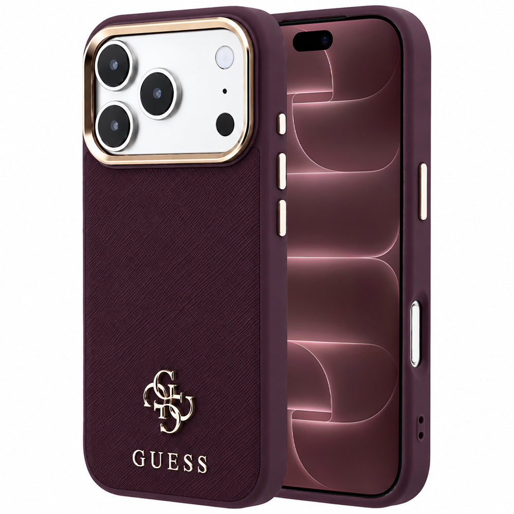 MagSafe futrola za Apple iPhone 18 Pro Max / 17 Pro Max, Guess, Saffiano Small 4G Classic, Bordo