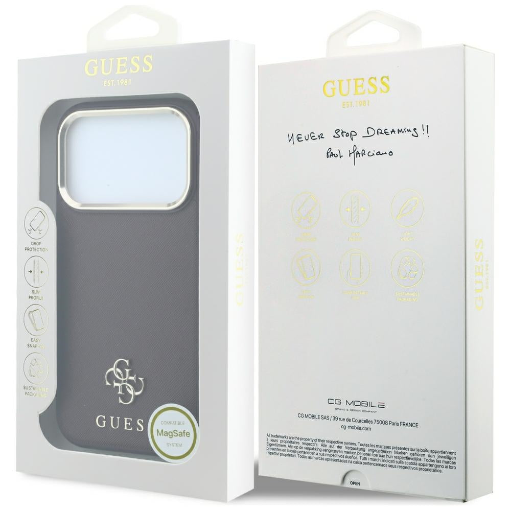 MagSafe futrola za Apple iPhone 18 Pro Max / 17 Pro Max, Guess, Saffiano Small 4G Classic, Bordo