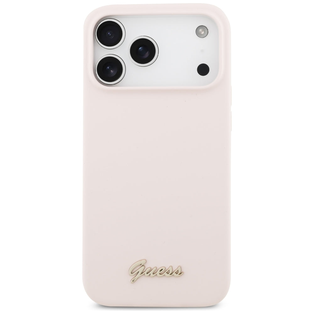 MagSafe maska za Apple iPhone 18 Pro Max / 17 Pro Max, Guess, Script Metal Logo, Roza