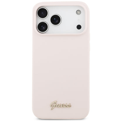 MagSafe maska za Apple iPhone 18 Pro Max / 17 Pro Max, Guess, Script Metal Logo, Roza