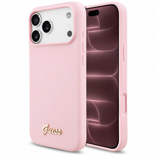 MagSafe maska za Apple iPhone 18 Pro Max / 17 Pro Max, Guess, Script Metal Logo, Roza