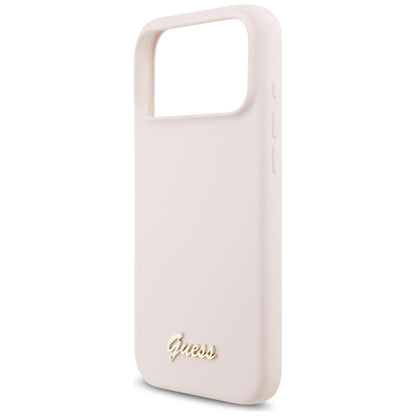 MagSafe maska za Apple iPhone 18 Pro Max / 17 Pro Max, Guess, Script Metal Logo, Roza