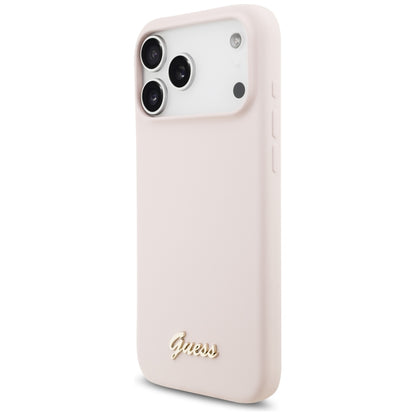 MagSafe maska za Apple iPhone 18 Pro Max / 17 Pro Max, Guess, Script Metal Logo, Roza
