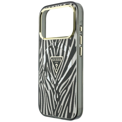 MagSafe maska za Apple iPhone 18 Pro Max / 17 Pro Max, Guess, Zebra Glitter Triangle Logo, Srebrna