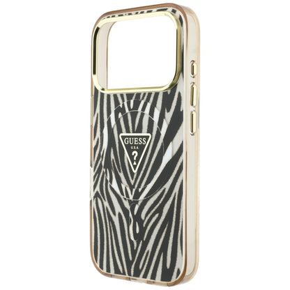 MagSafe maska za Apple iPhone 18 Pro Max / 17 Pro Max, Guess, Zebra Glitter Triangle Logo, Zlatna