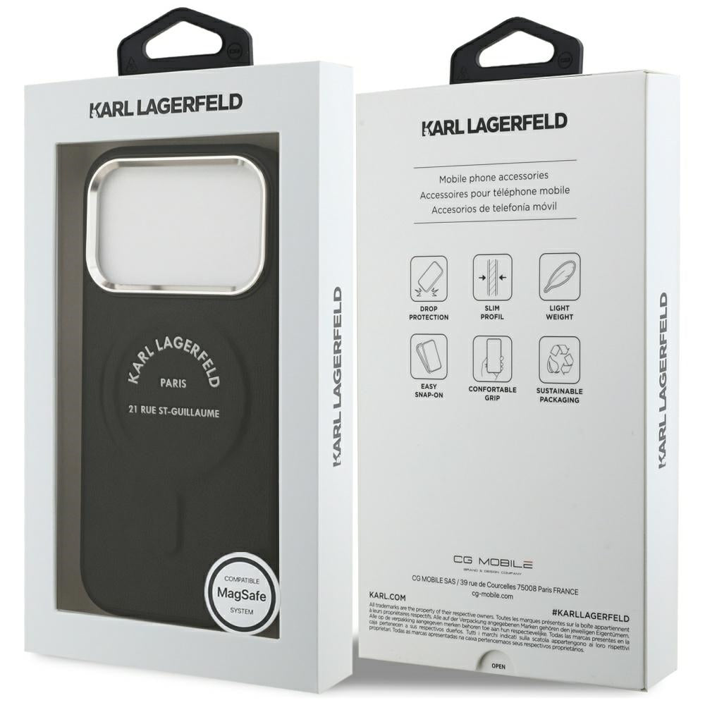 MagSafe futrola za Apple iPhone 18 Pro Max / 17 Pro Max, Karl Lagerfeld, EMB. Ring Karl RSG Logo, Crna