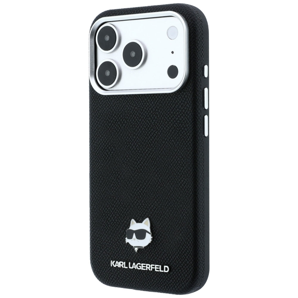 MagSafe maska za Apple iPhone 18 Pro Max / 17 Pro Max, Karl Lagerfeld, Grained Choupette Head Metal, crna
