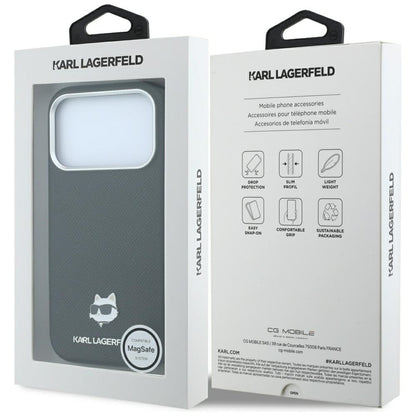 MagSafe maska za Apple iPhone 18 Pro Max / 17 Pro Max, Karl Lagerfeld, Grained Choupette Head Metal, crna