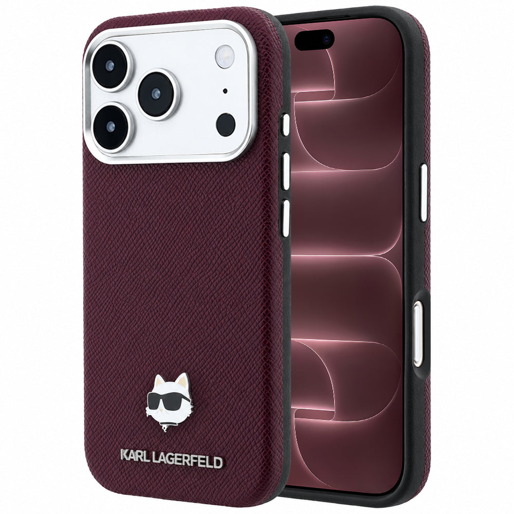 MagSafe maska za Apple iPhone 18 Pro Max / 17 Pro Max, Karl Lagerfeld, Grained Choupette Head, Bordo