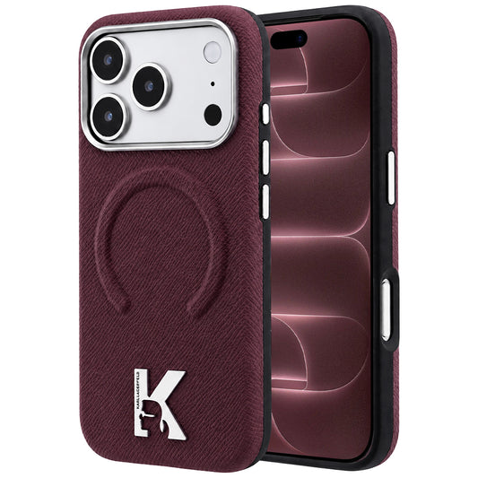 MagSafe futrola za Apple iPhone 18 Pro Max / 17 Pro Max, Karl Lagerfeld, Grained Embossed Ring, Bordo