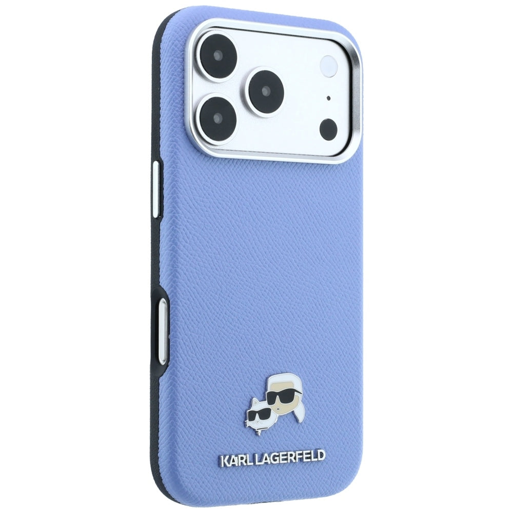 MagSafe maska za Apple iPhone 18 Pro Max / 17 Pro Max, Karl Lagerfeld, Grained Karl & Choupette Head's Metal, Plava