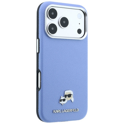 MagSafe maska za Apple iPhone 18 Pro Max / 17 Pro Max, Karl Lagerfeld, Grained Karl & Choupette Head's Metal, Plava