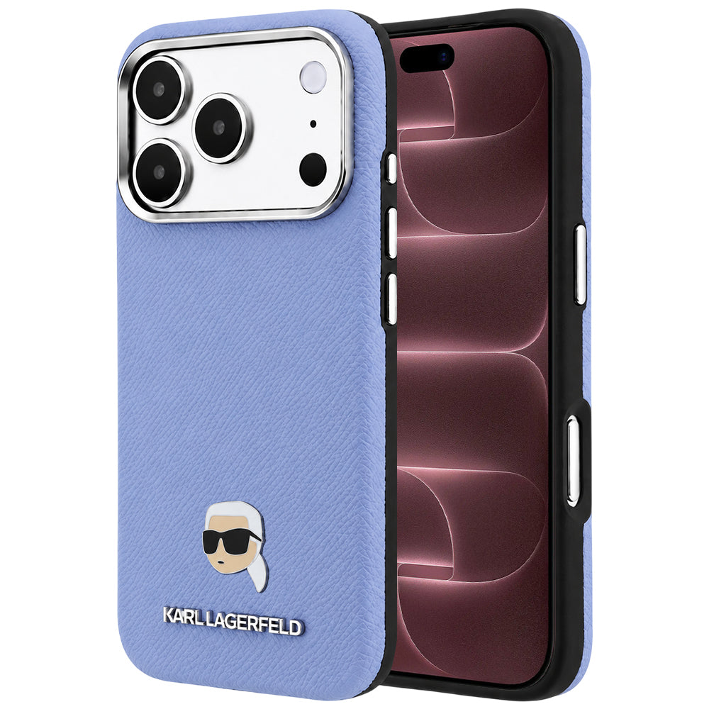 MagSafe futrola za Apple iPhone 18 Pro Max / 17 Pro Max, Karl Lagerfeld, Grained Karl Head's Metal, Plava