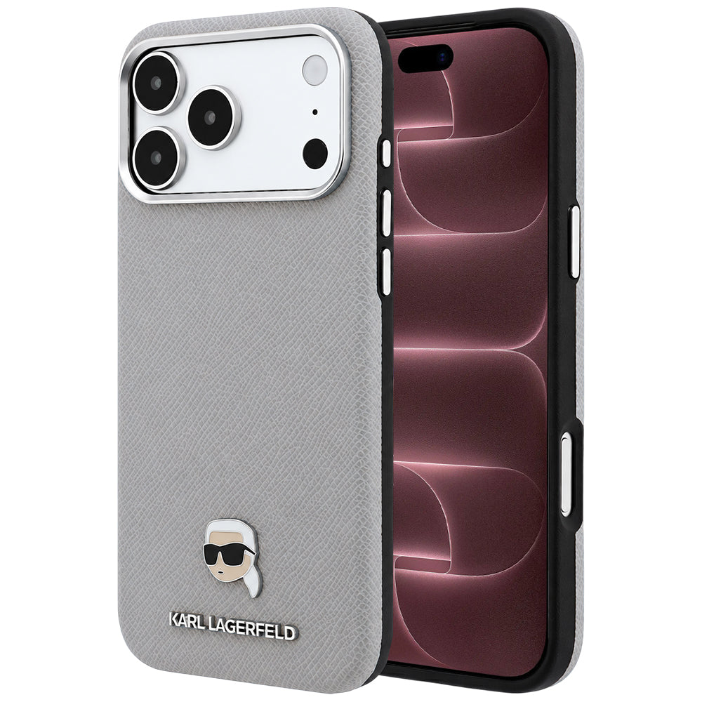MagSafe futrola za Apple iPhone 18 Pro Max / 17 Pro Max, Karl Lagerfeld, Grained Karl Head's Metal, Siva