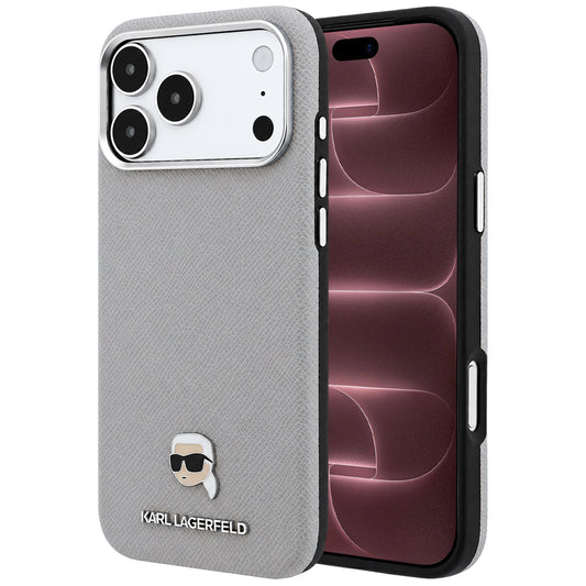 MagSafe futrola za Apple iPhone 18 Pro Max / 17 Pro Max, Karl Lagerfeld, Grained Karl Head's Metal, Siva