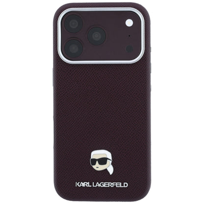 MagSafe maska za Apple iPhone 18 Pro Max / 17 Pro Max, Karl Lagerfeld, Grained Karl Head's Metal, Bordo