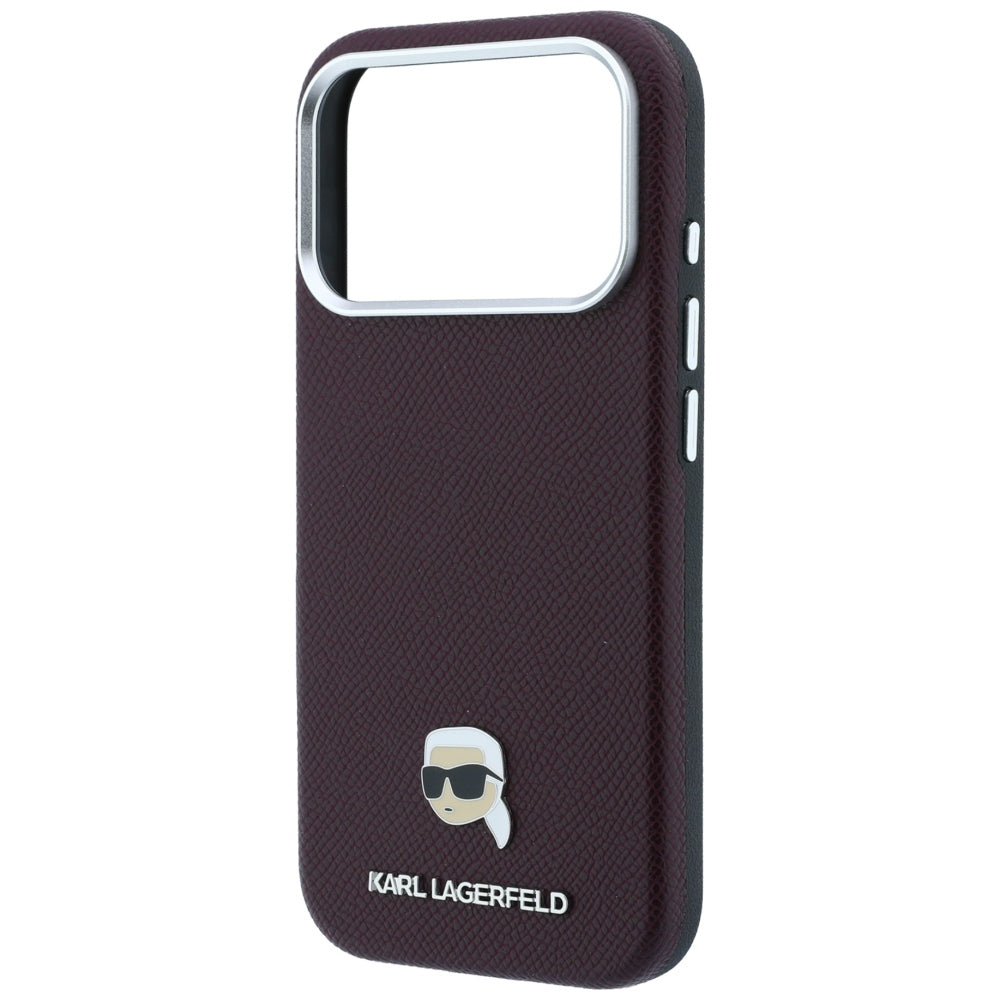MagSafe maska za Apple iPhone 18 Pro Max / 17 Pro Max, Karl Lagerfeld, Grained Karl Head's Metal, Bordo