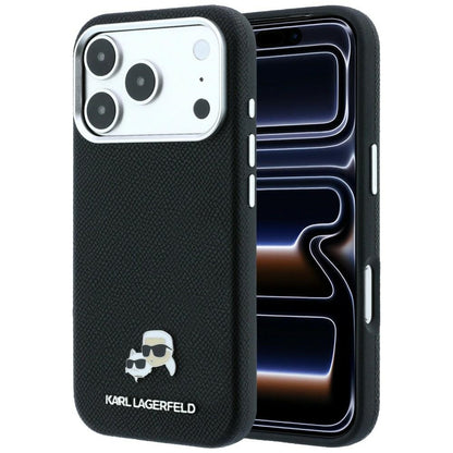 MagSafe maska za Apple iPhone 18 Pro Max / 17 Pro Max, Karl Lagerfeld, Grained KC Heads, Crna