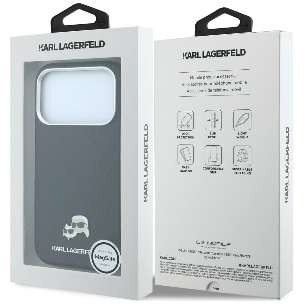 MagSafe maska za Apple iPhone 18 Pro Max / 17 Pro Max, Karl Lagerfeld, Grained KC Heads, Crna
