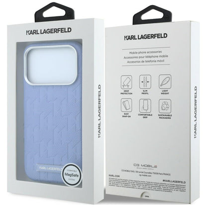 MagSafe maskica za Apple iPhone 18 Pro Max / 17 Pro Max, Karl Lagerfeld, Grained Mono Resin Logo, Plava
