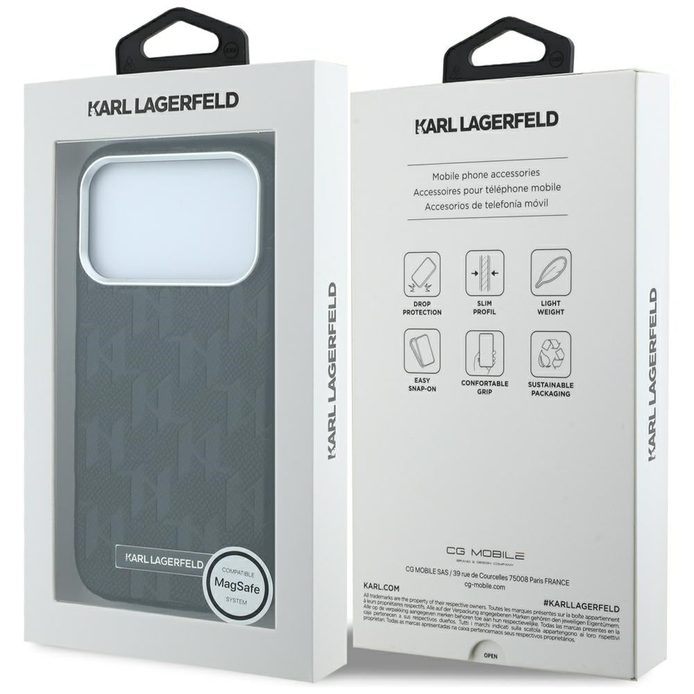 MagSafe maska za Apple iPhone 18 Pro Max / 17 Pro Max, Karl Lagerfeld, Grained Mono Resin Logo, Crna