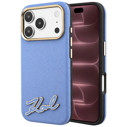 MagSafe maska za Apple iPhone 18 Pro Max / 17 Pro Max, Karl Lagerfeld, Grained Resin Sign Logo, plava