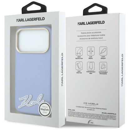MagSafe maska za Apple iPhone 18 Pro Max / 17 Pro Max, Karl Lagerfeld, Grained Resin Sign Logo, plava