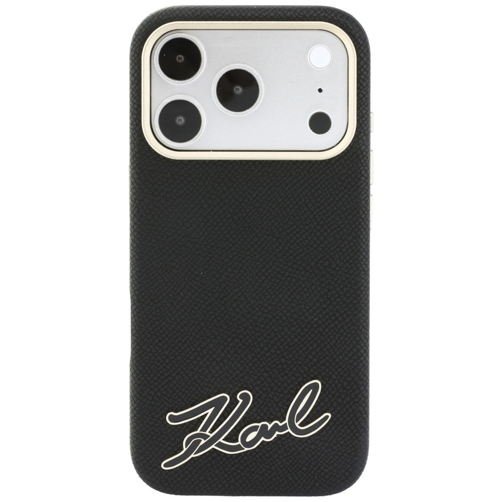 MagSafe maska za Apple iPhone 18 Pro Max / 17 Pro Max, Karl Lagerfeld, Grained Resin Sign Logo, crna