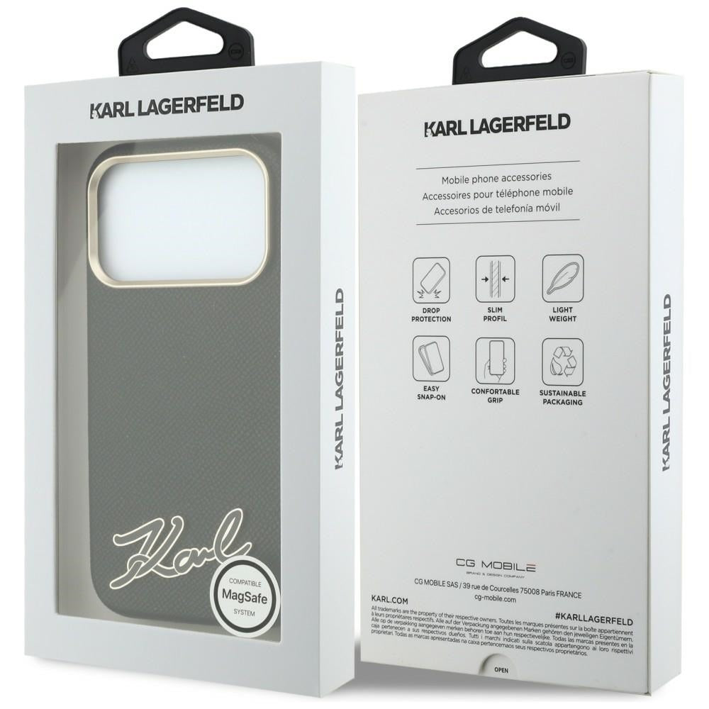 MagSafe maska za Apple iPhone 18 Pro Max / 17 Pro Max, Karl Lagerfeld, Grained Resin Sign Logo, crna