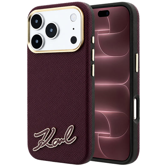 MagSafe futrola za Apple iPhone 18 Pro Max / 17 Pro Max, Karl Lagerfeld, Grained Resin Sign Logo, Bordo