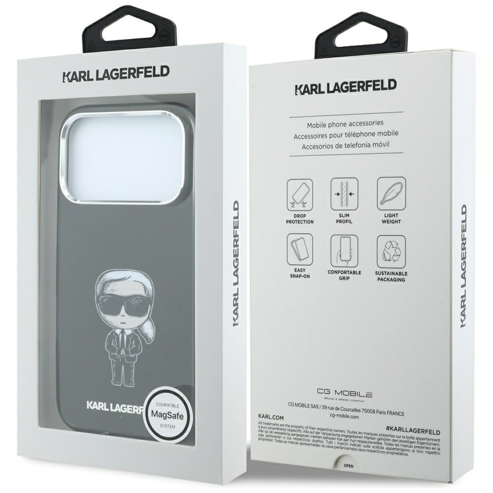 MagSafe maska za Apple iPhone 18 Pro Max / 17 Pro Max, Karl Lagerfeld, HC IML Ikonik Sketch Print, Crna