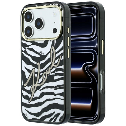 MagSafe maska za Apple iPhone 18 Pro Max / 17 Pro Max, Karl Lagerfeld, HC IML Signature Zebra Glitter Gold, Crna