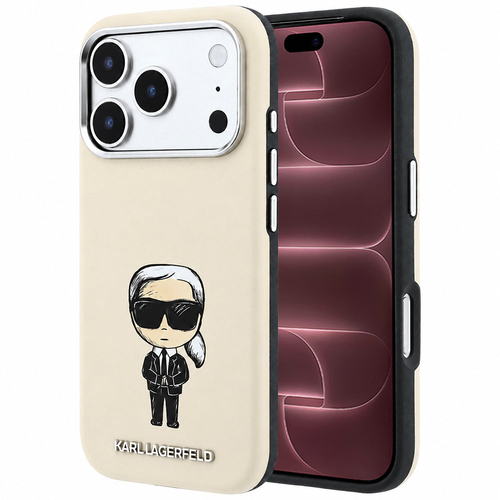 MagSafe maska za Apple iPhone 18 Pro Max / 17 Pro Max, Karl Lagerfeld, Ikonik Sketch, Bež