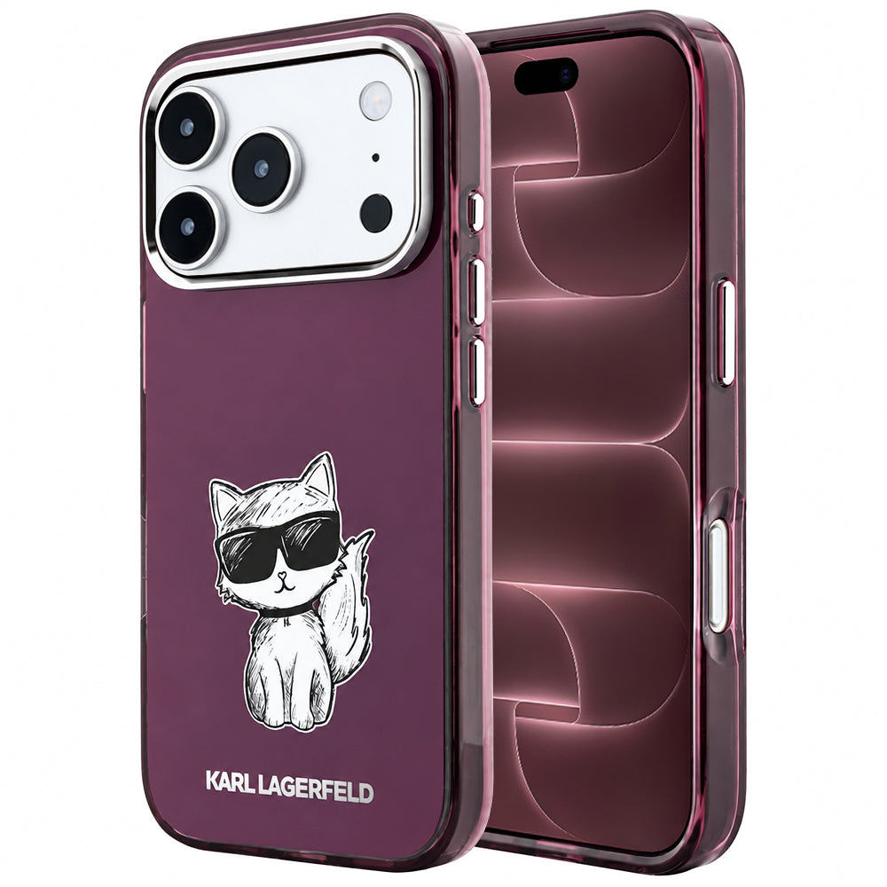 MagSafe maskica za Apple iPhone 18 Pro Max / 17 Pro Max, Karl Lagerfeld, IML Choupette Body Sketch Print, Bordo