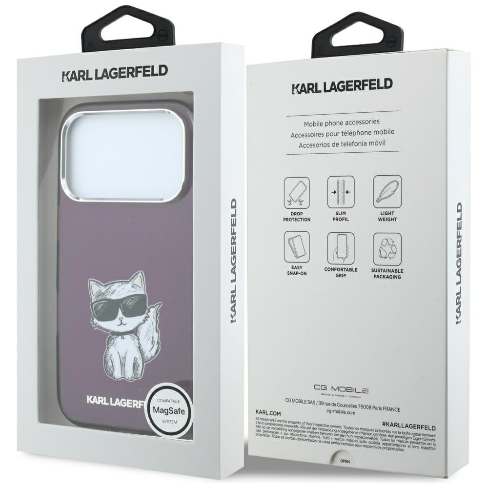 MagSafe maskica za Apple iPhone 18 Pro Max / 17 Pro Max, Karl Lagerfeld, IML Choupette Body Sketch Print, Bordo