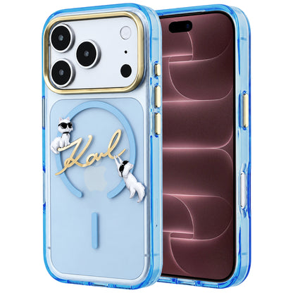 MagSafe maska za Apple iPhone 18 Pro Max / 17 Pro Max, Karl Lagerfeld, IML Choupette Karl Script Logo, plava