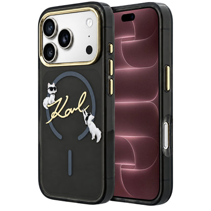 MagSafe maska za Apple iPhone 18 Pro Max / 17 Pro Max, Karl Lagerfeld, IML Choupette Karl Script Logo, Crna