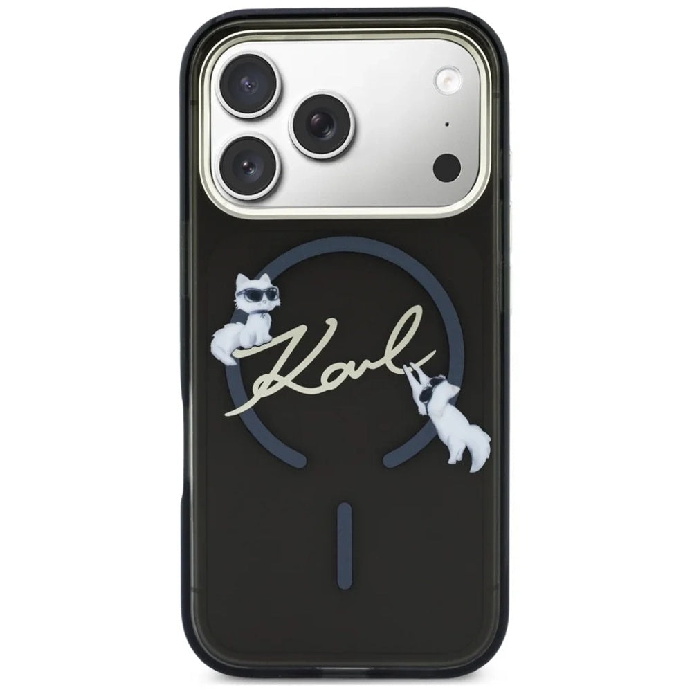 MagSafe maska za Apple iPhone 18 Pro Max / 17 Pro Max, Karl Lagerfeld, IML Choupette Karl Script Logo, Crna