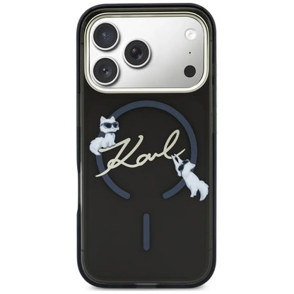 MagSafe maska za Apple iPhone 18 Pro Max / 17 Pro Max, Karl Lagerfeld, IML Choupette Karl Script Logo, Crna