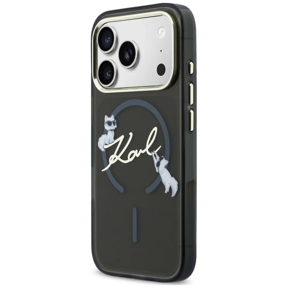 MagSafe maska za Apple iPhone 18 Pro Max / 17 Pro Max, Karl Lagerfeld, IML Choupette Karl Script Logo, Crna