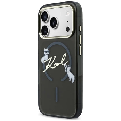 MagSafe maska za Apple iPhone 18 Pro Max / 17 Pro Max, Karl Lagerfeld, IML Choupette Karl Script Logo, Crna