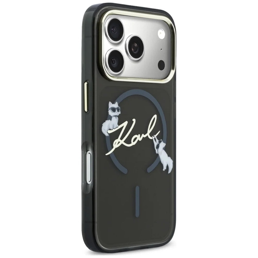 MagSafe maska za Apple iPhone 18 Pro Max / 17 Pro Max, Karl Lagerfeld, IML Choupette Karl Script Logo, Crna