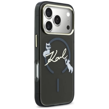 MagSafe maska za Apple iPhone 18 Pro Max / 17 Pro Max, Karl Lagerfeld, IML Choupette Karl Script Logo, Crna