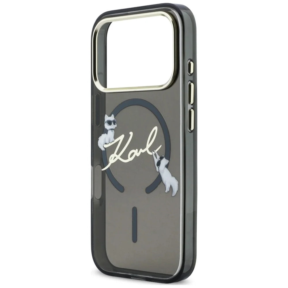 MagSafe maska za Apple iPhone 18 Pro Max / 17 Pro Max, Karl Lagerfeld, IML Choupette Karl Script Logo, Crna
