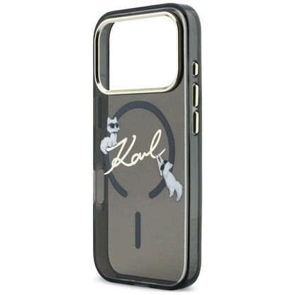 MagSafe maska za Apple iPhone 18 Pro Max / 17 Pro Max, Karl Lagerfeld, IML Choupette Karl Script Logo, Crna